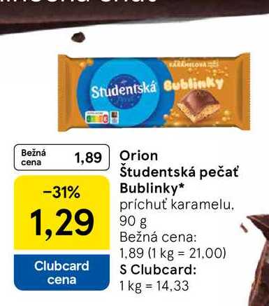 Študentská pečať Bublinky príchuť karamelu 90g