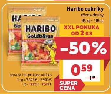 Haribo cukríky rôzne druhy 80 g
