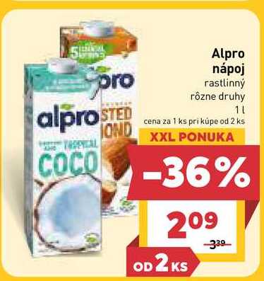 Alpro nápoj rastlinný rôzne druhy 1l