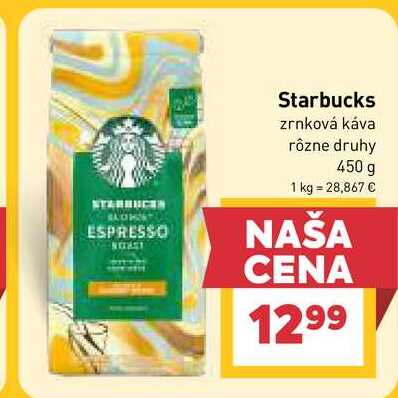 Starbucks zrnková káva rôzne druhy 450 g