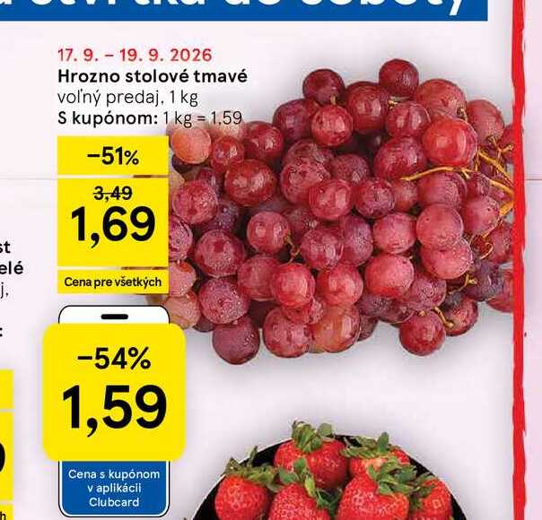 Hrozno stolové tmavé voľný predaj 1 kg