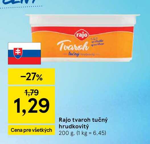 Rajo tvaroh tučný hrudkovitý 200 g