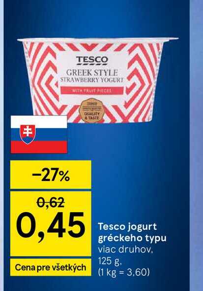 Tesco jogurt gréckeho typu viac druhov, 125 g