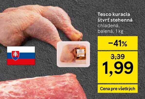 Tesco kuracia štvrť stehenná chladená balená, 1 kg