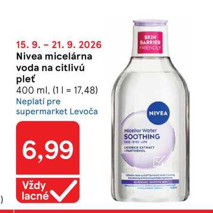Nivea micelárna voda na citlivú pleť 400 ml