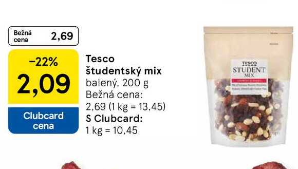 Tesco študentský mix balený, 200 g