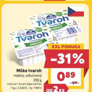Milko tvaroh mäkký, odtučnený 250 g