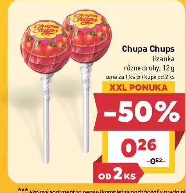 Chupa Chups lízanka rôzne druhy, 12 g