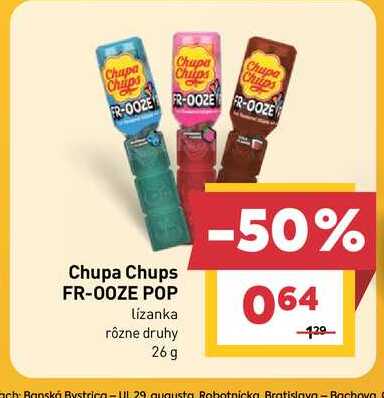 Chupa Chups FR-OOZE POP Lízanka rôzne druhy 26g