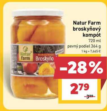 Natur Farm broskyňový kompót 720 ml pevný podiel 364 g