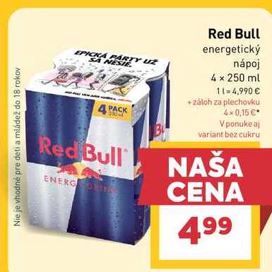 Red Bull energetický nápoj 4 x 250 ml