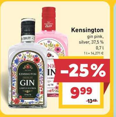 Kensington gin pink, silver, 37,5% 0,7l v akcii