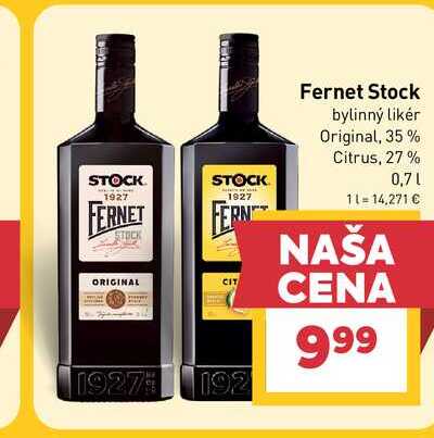 Fernet Stock 0,7 l, vybrané druhy v akcii