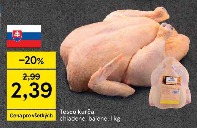 Tesco kurča chladené, balené, 1 kg 