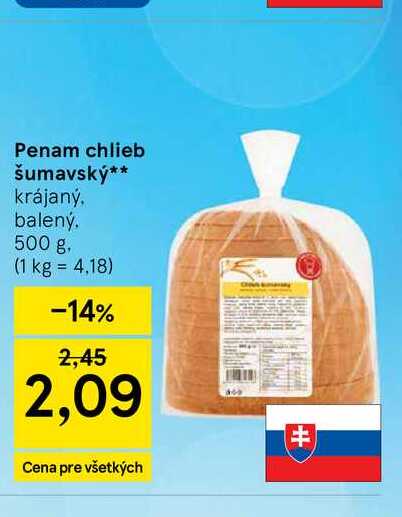 Penam chlieb šumavský krájaný balený 500 g