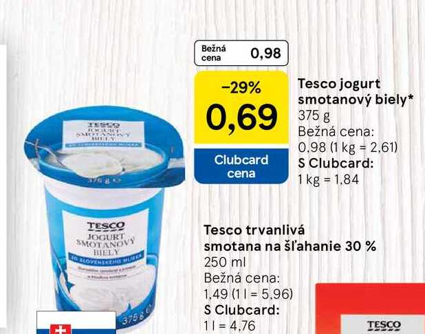 Tesco jogurt smotanový biely 375g