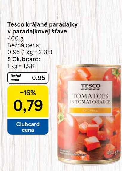 Tesco krájané paradajky v paradajkovej šťave 400 g