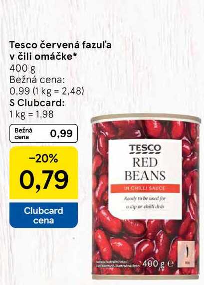 Tesco červená fazul'a v čili omáčke 400 g 