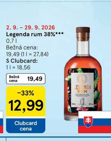 Legenda rum 38% 0,7l v akcii