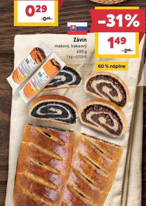 Závin makový, kakaový 400 g 