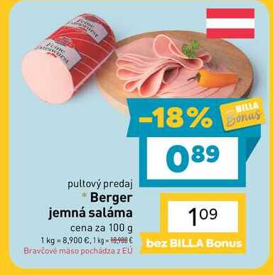 Berger jemná saláma cena za 100 g