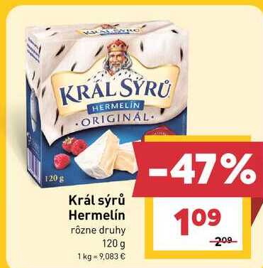 Král sýrů Hermelín rôzne druhy 120 g