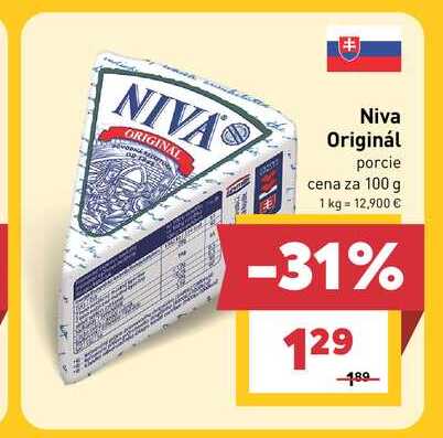 Niva Originál porcie cena za 100 g