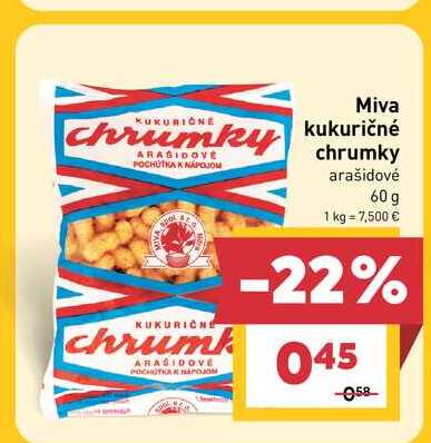 Miva kukuričné chrumky arašidové 60g