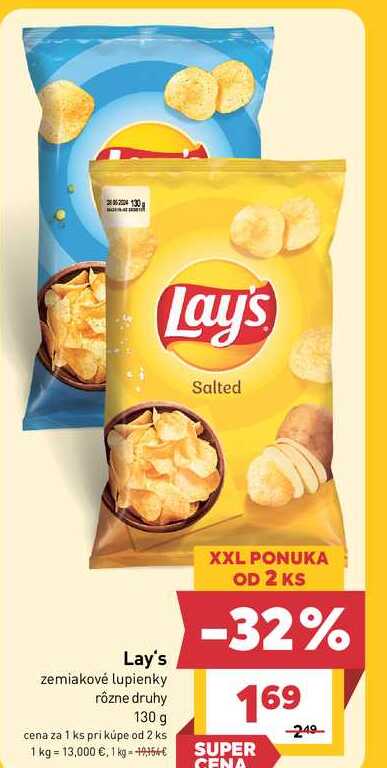 Lay's zemiakové lupienky rôzne druhy 130 g