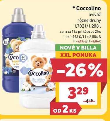 Coccolino aviváž rôzne druhy 1,702 l/1,288 l