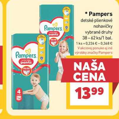 Pampers detské plienkové nohavičky vybrané druhy 38-62 ks/1 bal.