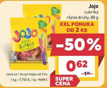 Jojo cukríky rôzne druhy, 80 g