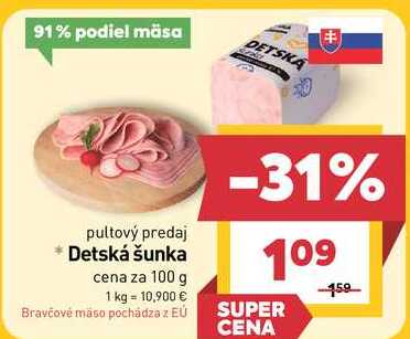Detská šunka cena za 100 g