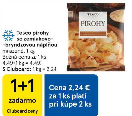 Tesco pirohy so zemiakovo- -bryndzovou náplňou mrazené, 1 kg