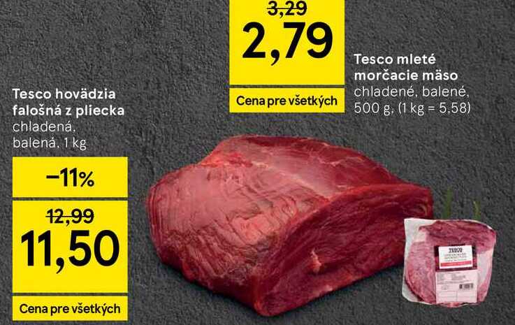 Tesco hovädzia falošná z pliecka chladená balená, 1 kg 