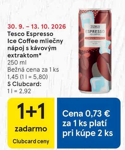 Tesco Espresso Ice Coffee mliečny nápoj s kávovým extraktom 250 ml