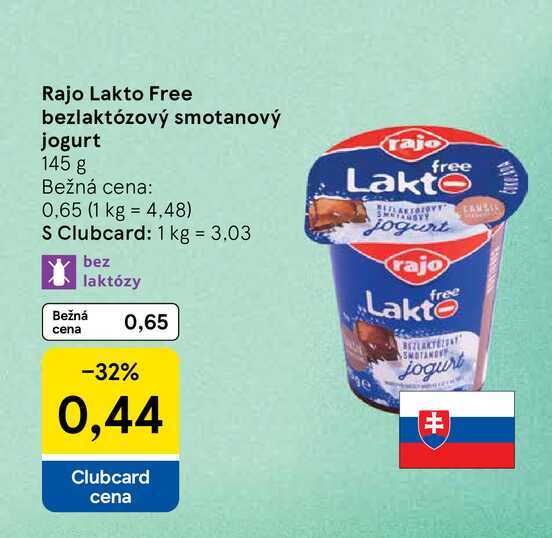 Rajo Lakto Free bezlaktózový smotanový jogurt 145 g