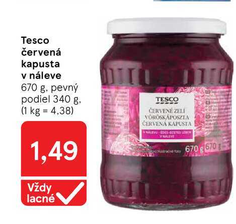 Tesco červená kapusta v náleve 670 g
