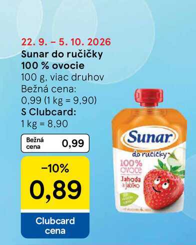 Sunar do ručičky 100% ovocie 100 g