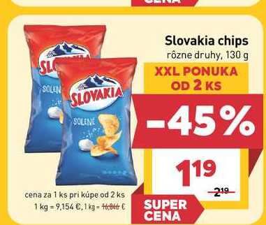Slovakia chips rôzne druhy, 130 g