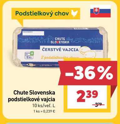 Chute Slovenska podstielkové vajcia 10 ks/veľ. L