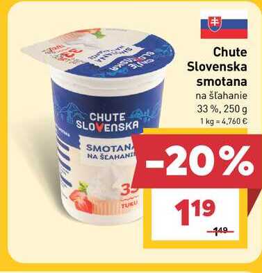 Chute Slovenska smotana na šľahanie 33%, 250 g