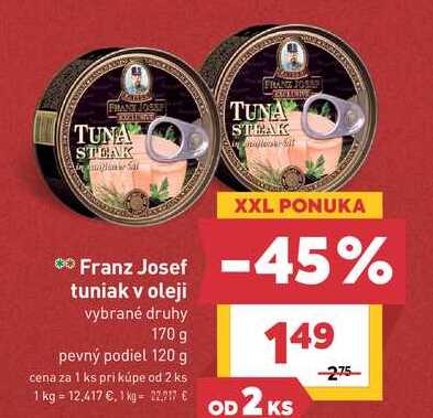 Franz Josef tuniak v oleji vybrané druhy 170 g 