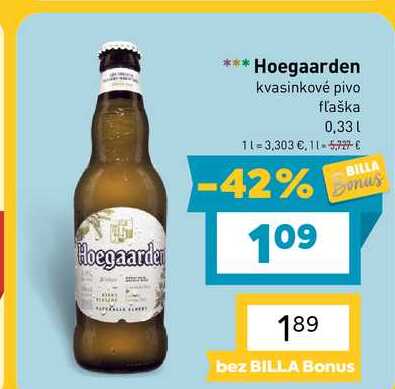Hoegaarden kvasinkové pivo fľaška 0,33l