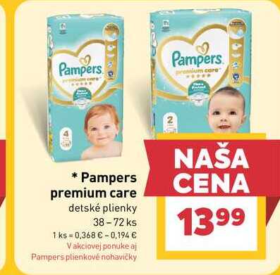 Pampers premium care detské plienky 38-72 ks