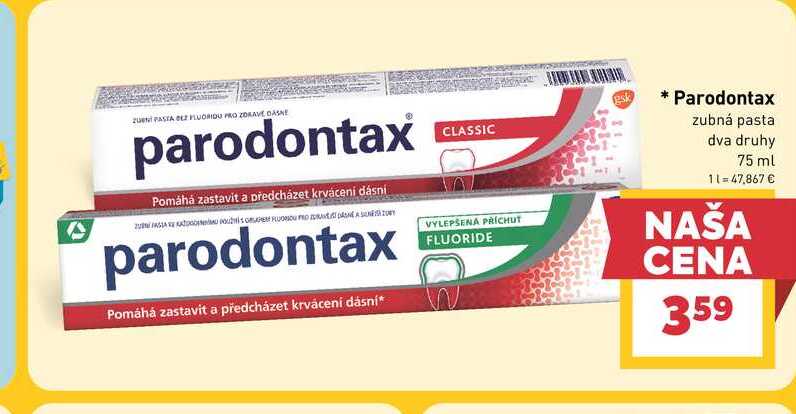 Parodontax zubná pasta dva druhy 75 ml