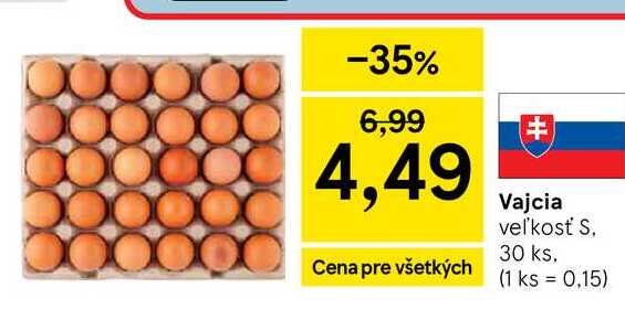 Vajcia veľkosť S, 30 ks