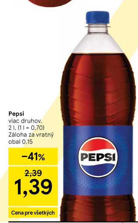 Pepsi viac druhov 2l v akcii