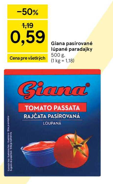 Giana pasírované lúpané paradajky 500 g