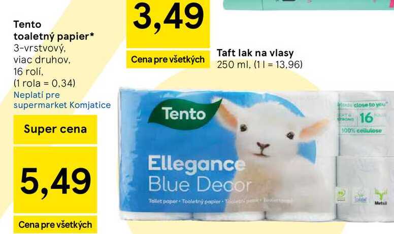 Tento toaletný papier 3-vrstvový, viac druhov, 16 rolí